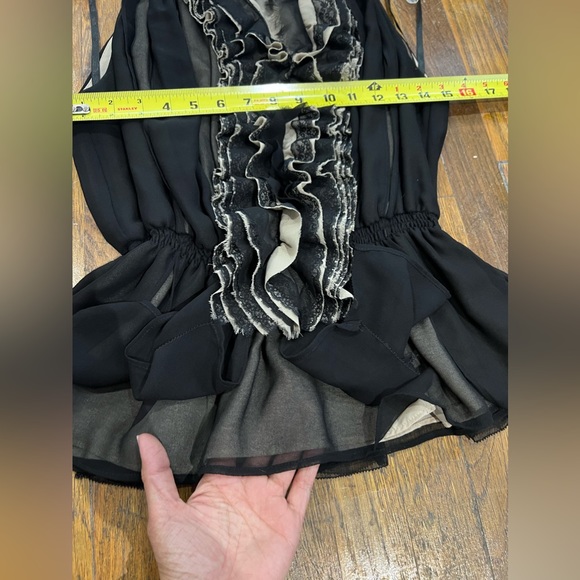 Neiman Marcus Robert Rodriguez Target Lace Ruffle Black Peplum Blouse Shirt - Picture 8 of 15